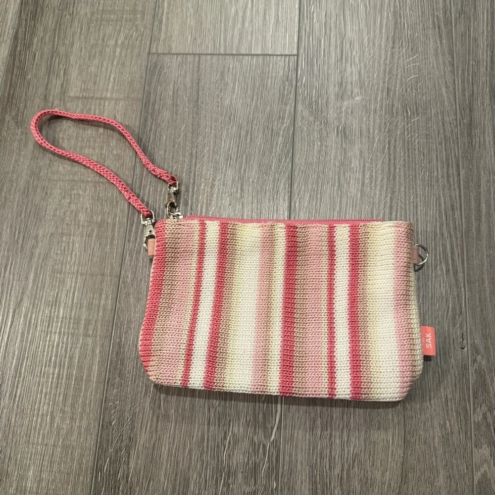 Striped Pink and Cream Pouch